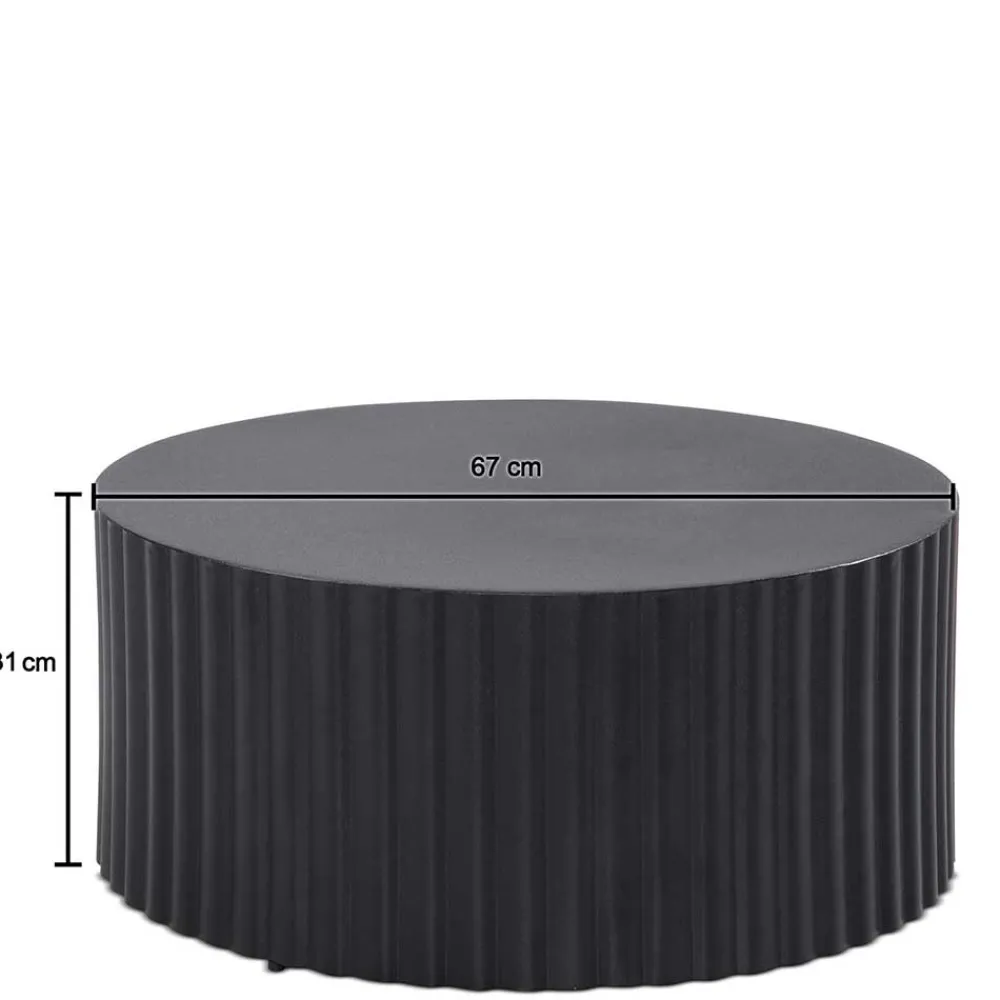 Wohnen Schwarzer Sofatisch mit gerilltem Zylindergestell - Crocetta