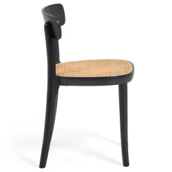 Wohnen Schwarzer Stühle mit Rattan - Racer (2er Set)