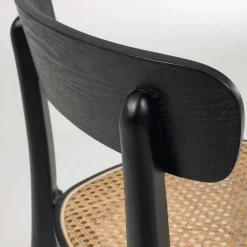 Wohnen Schwarzer Stühle mit Rattan - Racer (2er Set)