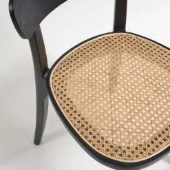 Wohnen Schwarzer Stühle mit Rattan - Racer (2er Set)