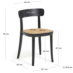 Wohnen Schwarzer Stühle mit Rattan - Racer (2er Set)