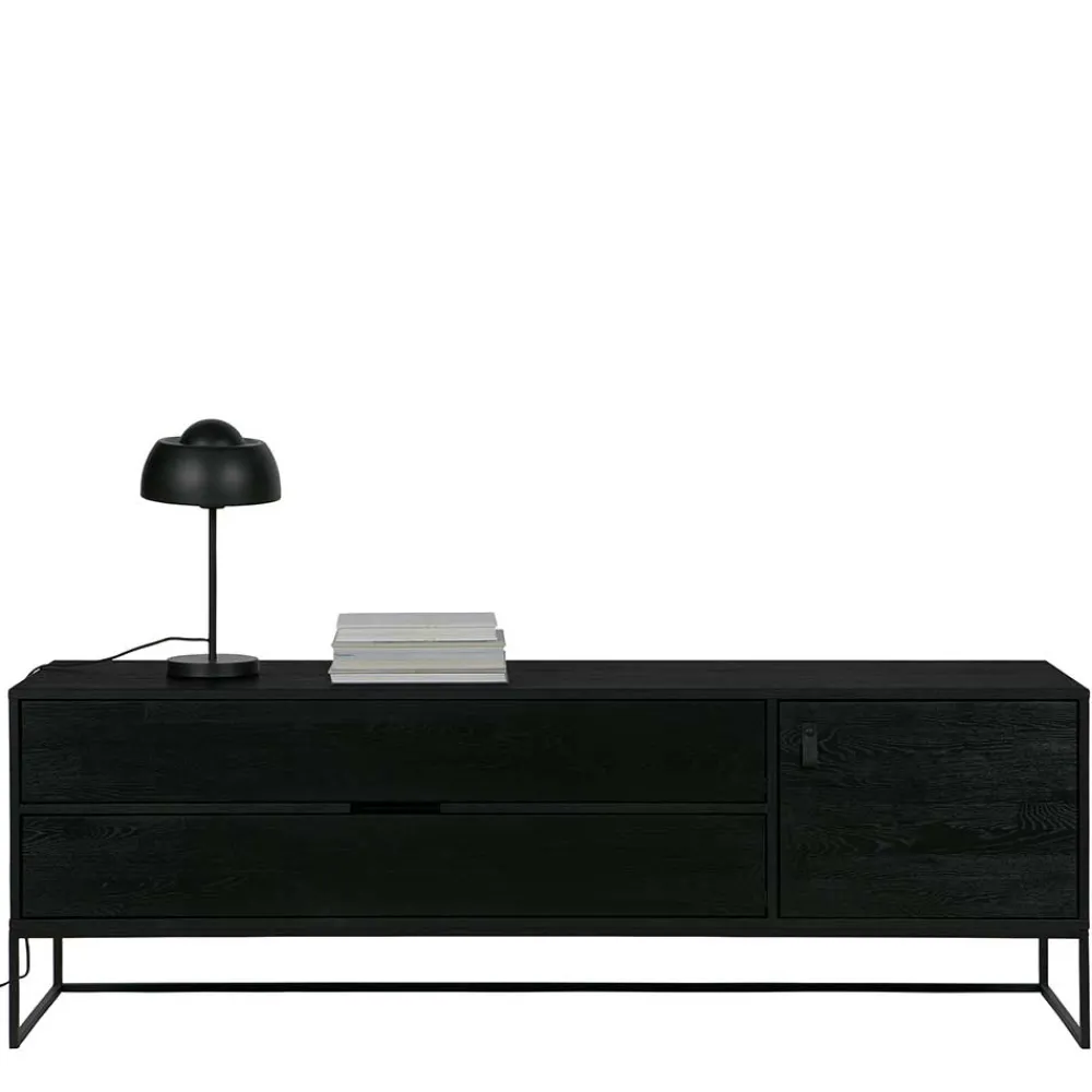 Wohnen Schwarzer TV Unterschrank mit zwei Schubladen - Almery