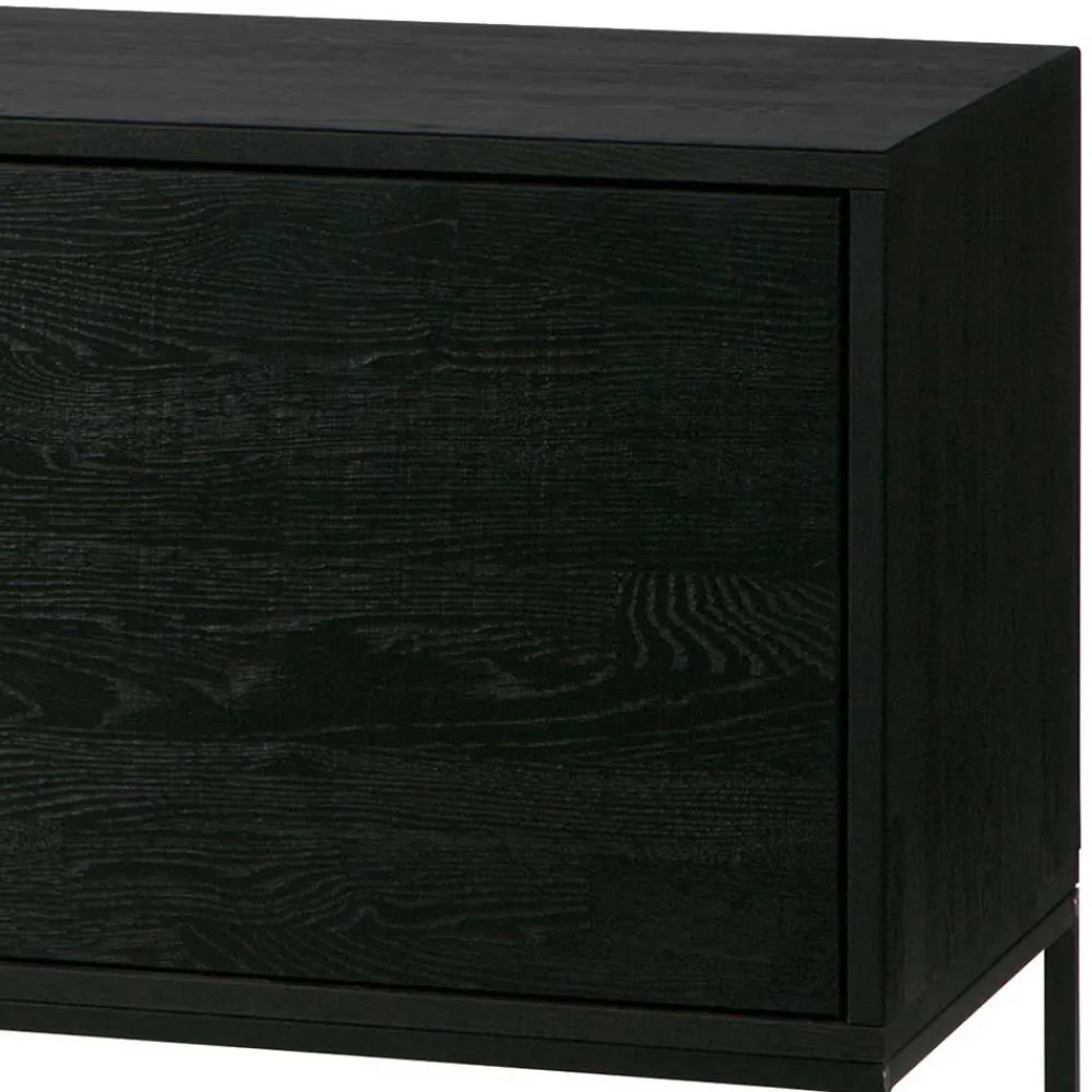 Wohnen Schwarzer TV Unterschrank mit zwei Schubladen - Almery