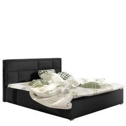 Wohnen Jugendbetten*Schwarzes Doppelbett mit Kunstlederbezug - Yemla