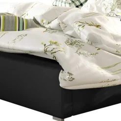 Wohnen Jugendbetten*Schwarzes Doppelbett mit Kunstlederbezug - Yemla