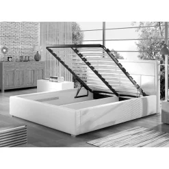 Wohnen Jugendbetten*Schwarzes Doppelbett mit Kunstlederbezug - Yemla