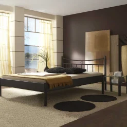 Wohnen Jugendbetten*Schwarzes Einzelbett Bairika mit Nachttisch (zweiteilig)