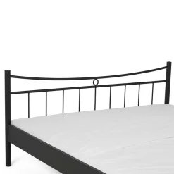 Wohnen Jugendbetten*Schwarzes Einzelbett Bairika mit Nachttisch (zweiteilig)