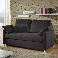 Wohnen Sofas|Sofa*Schwarzes 2er Sofa mit Schlaffunktion - Laromain