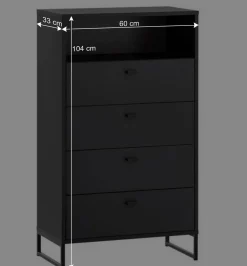 Wohnen Garderoben|Garderoben*Schwarzes Flurmöbel Set - Anderian (vierteilig)