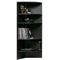 Wohnen Schwarzes Holz Regal in Halbrund - Nircana