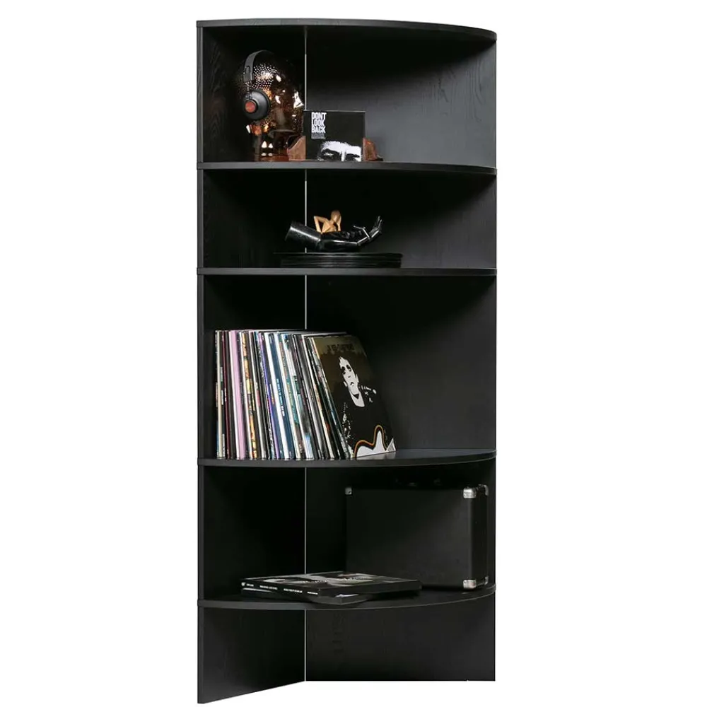 Wohnen Schwarzes Holz Regal in Halbrund - Nircana