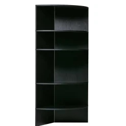 Wohnen Schwarzes Holz Regal in Halbrund - Nircana