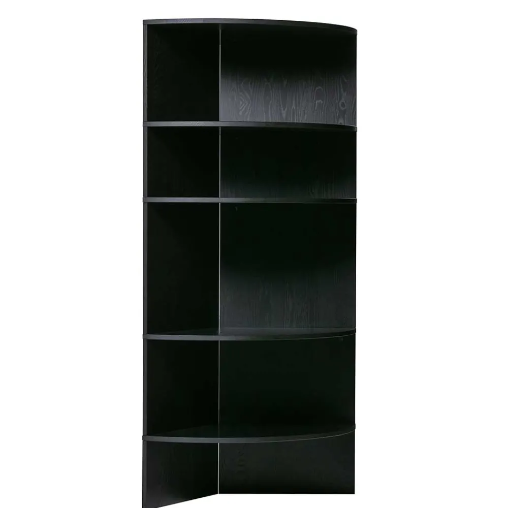 Wohnen Schwarzes Holz Regal in Halbrund - Nircana