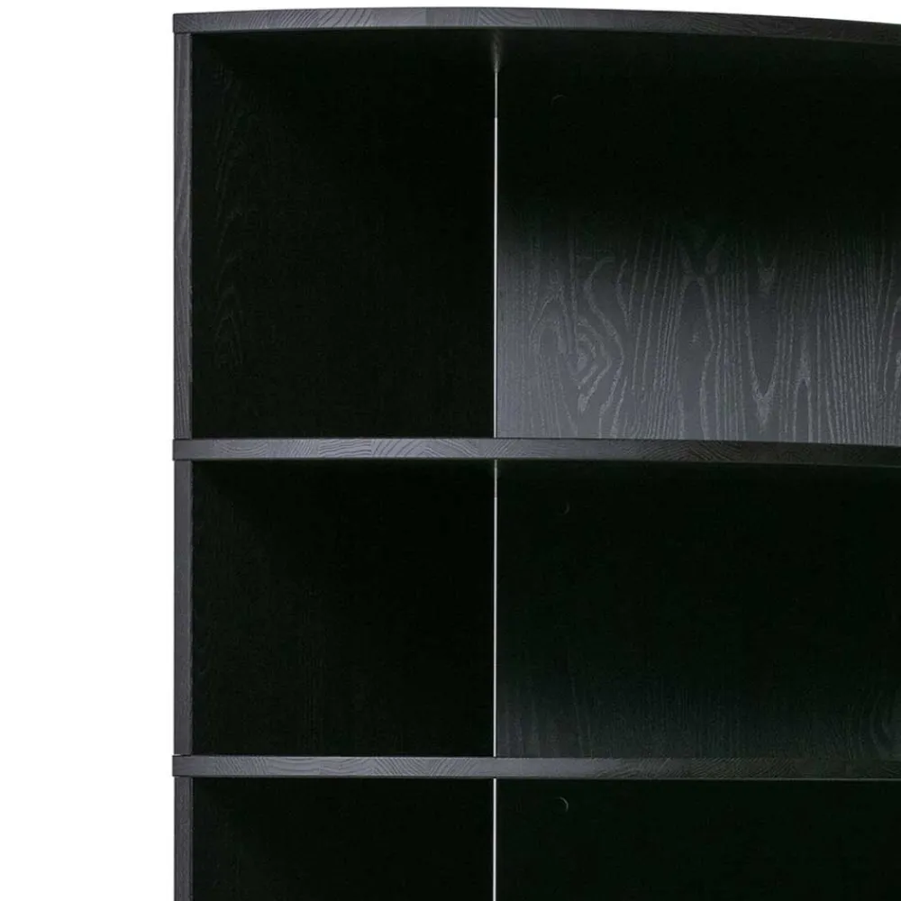Wohnen Schwarzes Holz Regal in Halbrund - Nircana