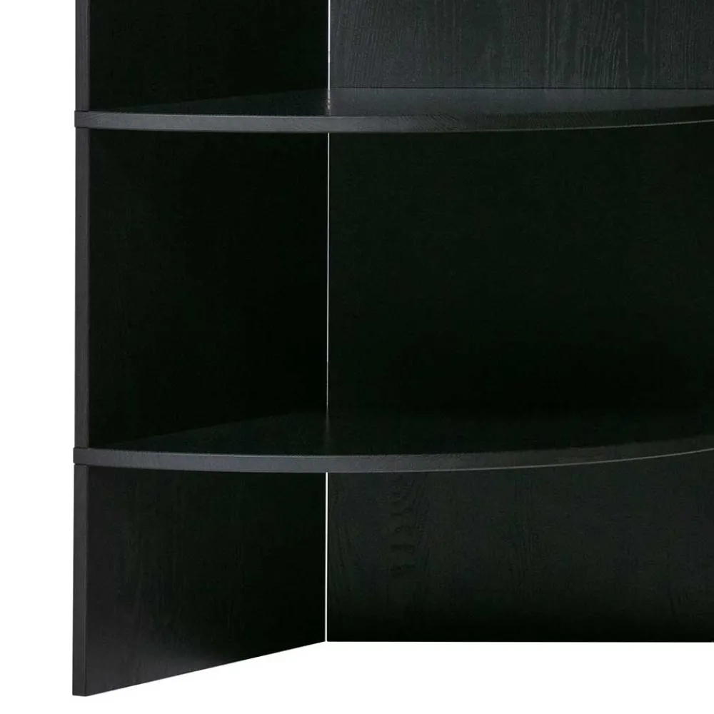 Wohnen Schwarzes Holz Regal in Halbrund - Nircana