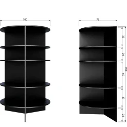 Wohnen Schwarzes Holz Regal in Halbrund - Nircana