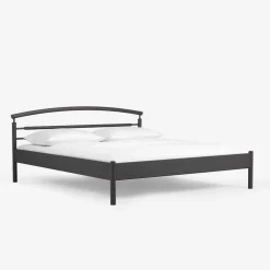 Wohnen Jugendbetten*Schwarzes Metallbett Boston mit Kopfteil gerundet