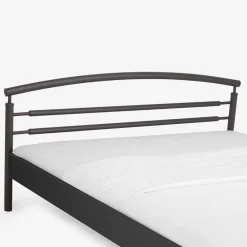 Wohnen Jugendbetten*Schwarzes Metallbett Boston mit Kopfteil gerundet