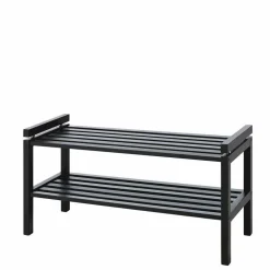 Wohnen Schwarzes Schuhregal aus Eiche Massivholz - Geskan