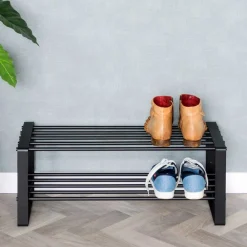Wohnen Schwarzes Schuh-Regal aus Stahl - Satroni