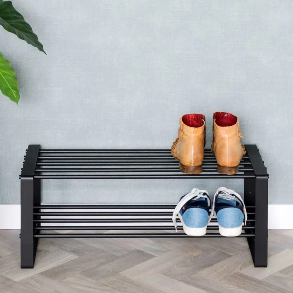 Wohnen Schwarzes Schuh-Regal aus Stahl - Satroni