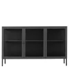 Wohnen Schwarzes Sideboard mit drei Glastüren - Frumus