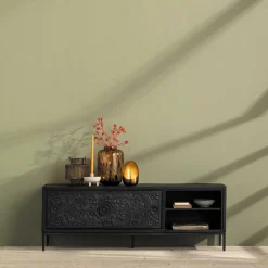 Wohnen Schwarzes TV Board mit Schnitzereien - Namibe