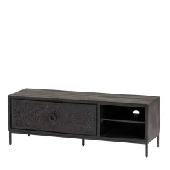 Wohnen Schwarzes TV Board mit Schnitzereien - Namibe