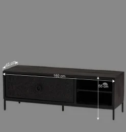 Wohnen Schwarzes TV Board mit Schnitzereien - Namibe