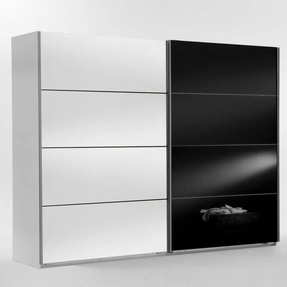 Wohnen Glasmöbel|Jugendzimmerschränke*Schwebetürenschrank Carno mit Schwarzglas