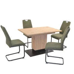 Wohnen Jugend-Sitzgruppen|Sitzgruppe*Schwingstühle & Säulentisch ausziehbar - Leggera (fünfteilig)