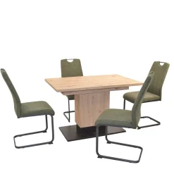 Wohnen Jugend-Sitzgruppen|Sitzgruppe*Schwingstühle & Säulentisch ausziehbar - Leggera (fünfteilig)