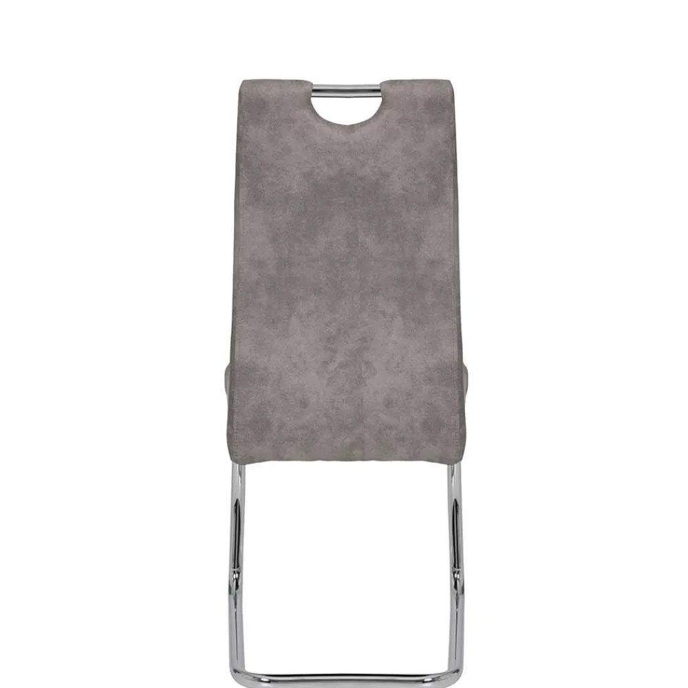 Wohnen Küchenstühle|Esszimmerstühle*Schwingstuhl aus Microfaser Grau - Kirana (Set)