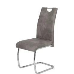 Wohnen Küchenstühle|Esszimmerstühle*Schwingstuhl aus Microfaser Grau - Kirana (Set)