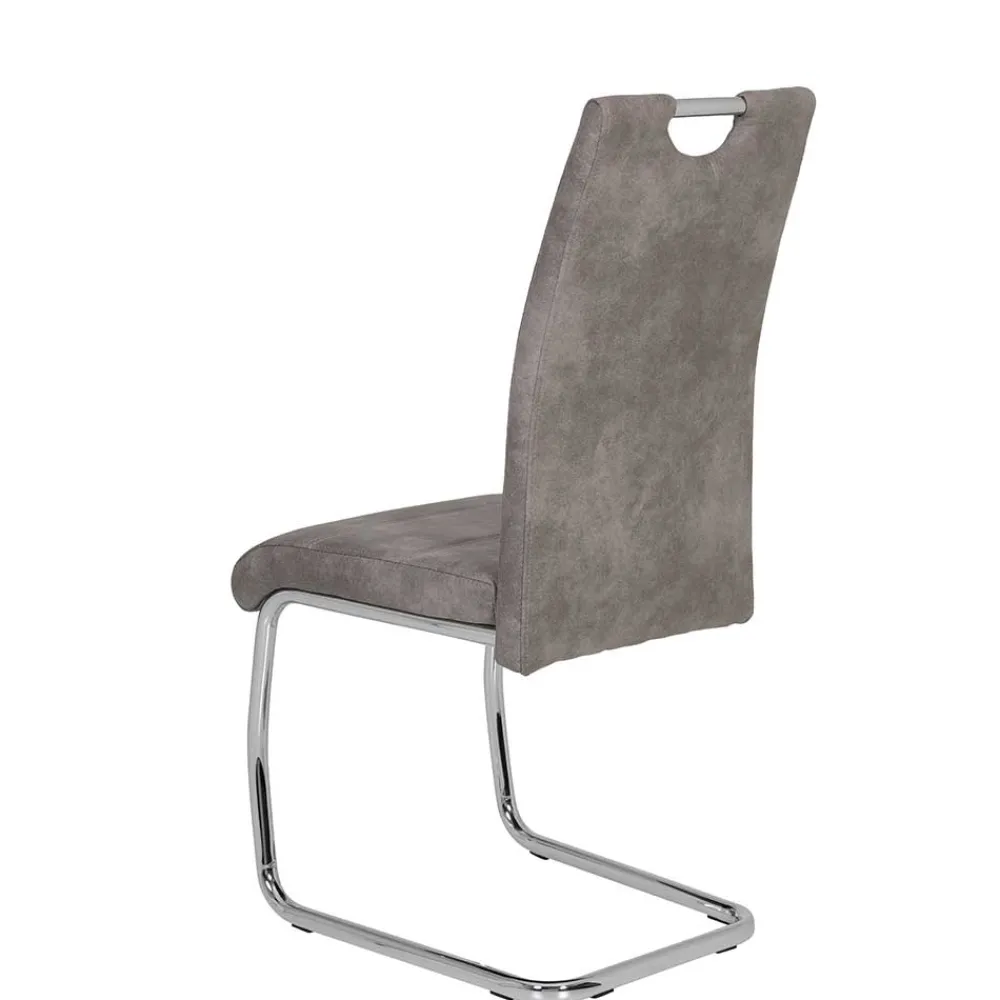 Wohnen Küchenstühle|Esszimmerstühle*Schwingstuhl aus Microfaser Grau - Kirana (Set)