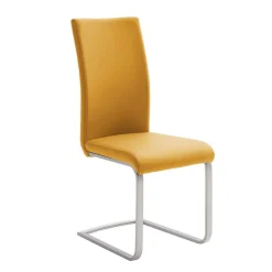 Wohnen Schwingstuhl in Curry Gelb Kunstleder Ericova mit Edelstahl Gestell (4er Set)