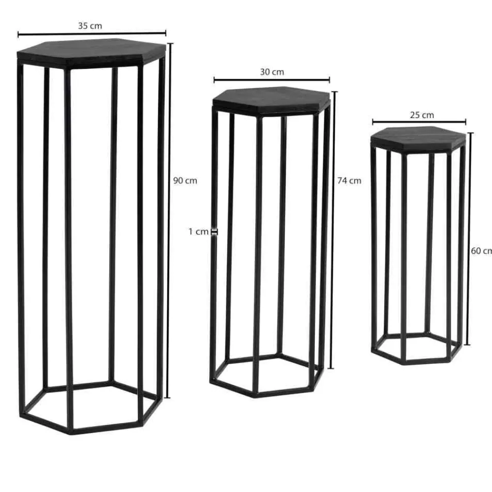 Wohnen Telefontische*Sechseckige Beistelltische 3-Satz - Lombadossa (dreiteilig)