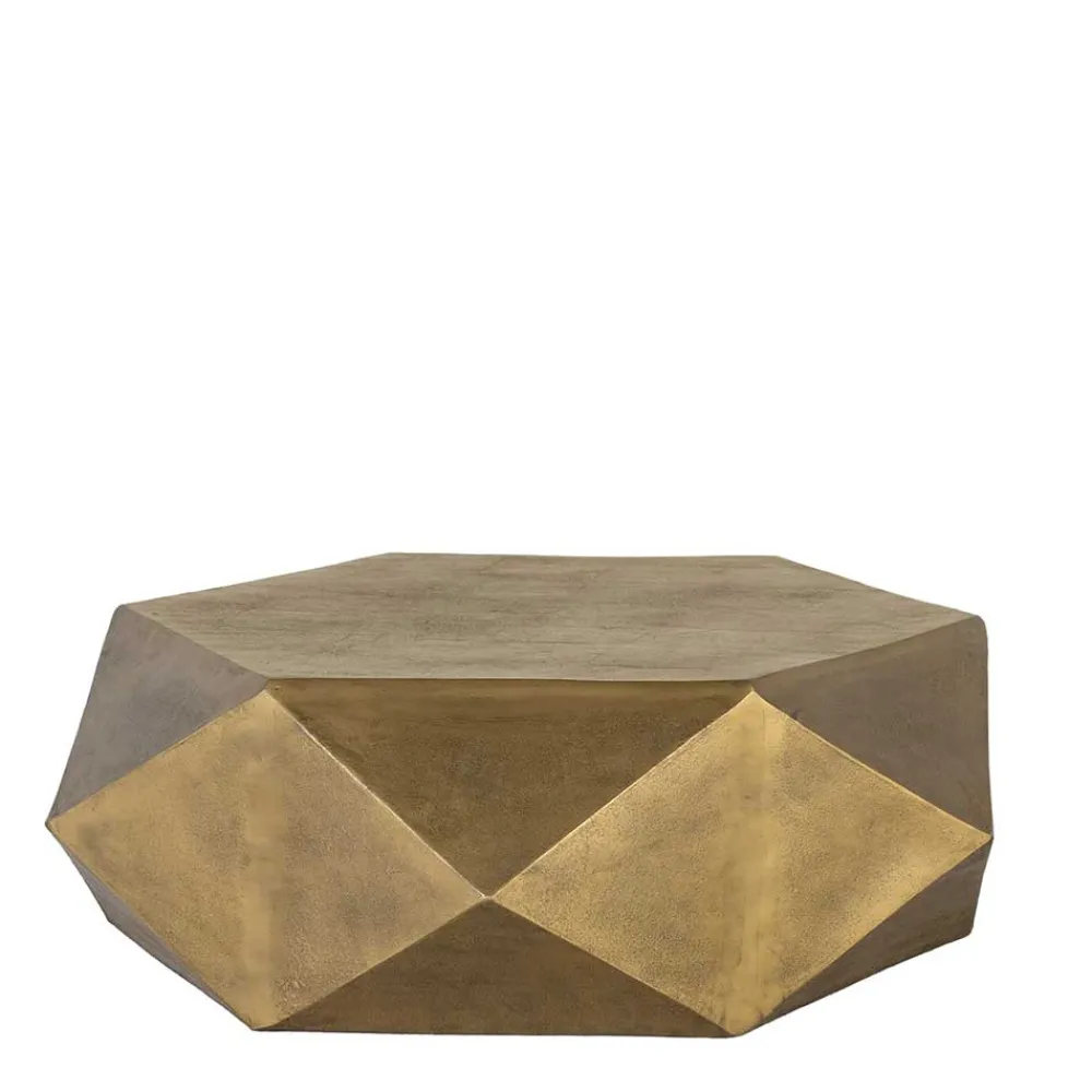 Wohnen Sechseckiger Couchtisch aus Alu Guss in Gold - Geniale
