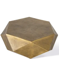 Wohnen Sechseckiger Couchtisch aus Alu Guss in Gold - Geniale