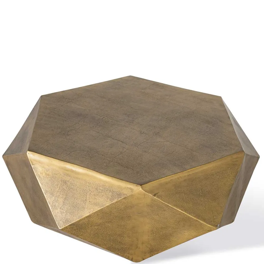 Wohnen Sechseckiger Couchtisch aus Alu Guss in Gold - Geniale