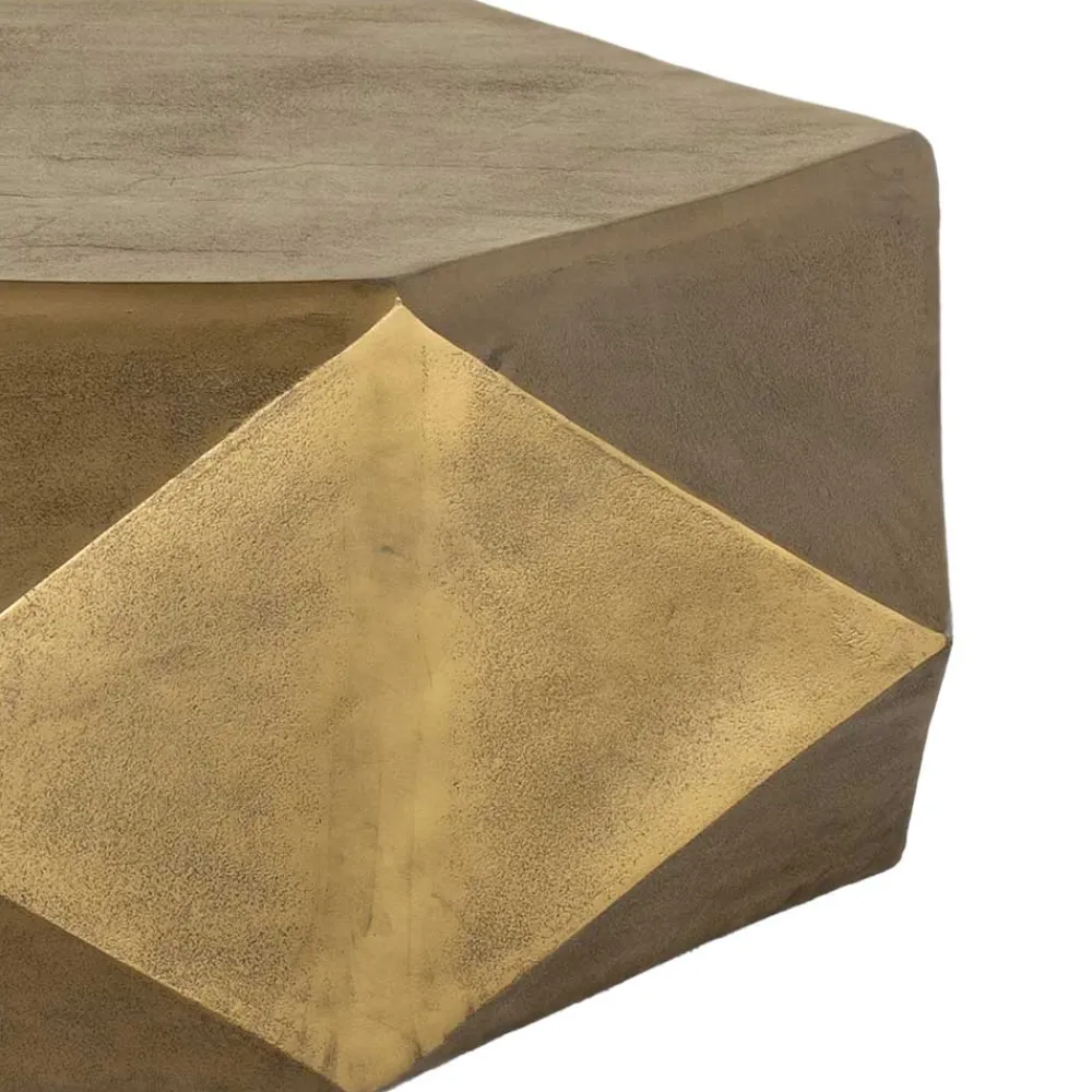 Wohnen Sechseckiger Couchtisch aus Alu Guss in Gold - Geniale