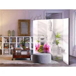 Wohnen 2-seitiger Druck Paravent Weißer Buddha - Boom