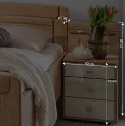 Wohnen Jugendbetten*Seniorenbett mit Nachtkommode - Emdsiva (zweiteilig)