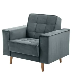 Wohnen Sessel aus Samtvelours in Blaugrau - Lymeca