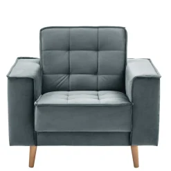 Wohnen Sessel aus Samtvelours in Blaugrau - Lymeca