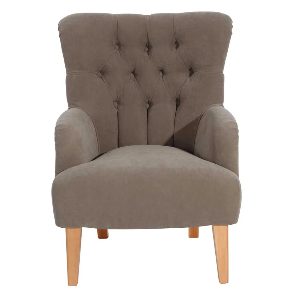 Wohnen Sessel in Beigegrau und Buche - Celavio