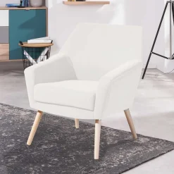 Wohnen Designermöbel*Sessel in Creme Velours-Stoff - Emia