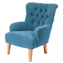 Wohnen Sessel in Petrol und Buche Natur - Emalik