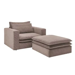 Wohnen Braune Möbel|Sessel & Hocker*Sessel mit Hocker im Set - Anyna (zweiteilig)